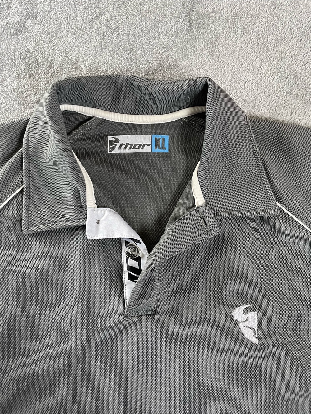 Thor Mx Short Sleeve Logo Polo Shirt Men’s XL Gray Racing Retro Casual Stylish